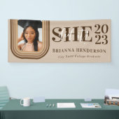 レトロモダンブラウンおよび中性の卒業 横断幕 (トレードショー)