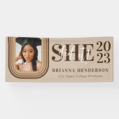 レトロモダンブラウンおよび中性の卒業 横断幕 (横)