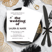 レトロモダンブラックはっきりした&シック結婚ズ 招待状