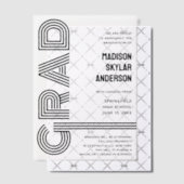 レトロモダンブラッククールタイポグラフィ卒業 ベラム紙招待状 (オフセット (招待状))