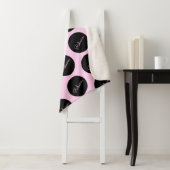 レトロモダンブラック&ピンク水玉模様デザイン シェルパブランケット (インサイチュ)