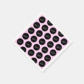 レトロモダンブラック&ピンク水玉模様デザイン スタンダードカクテルナプキン (角)
