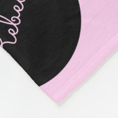 レトロモダンブラック&ピンク水玉模様デザイン フリースブランケット (角)