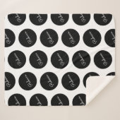 レトロモダンブラック&ホワイト水玉模様デザイン シェルパブランケット (正面(横))