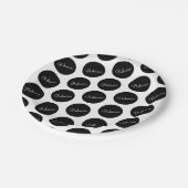 レトロモダンブラック&ホワイト水玉模様デザイン ペーパープレート (アングル)