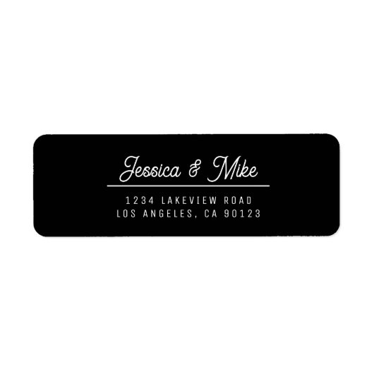 レトロモダンブラック&ホワ結婚イト差出人住所 ラベル (正面)