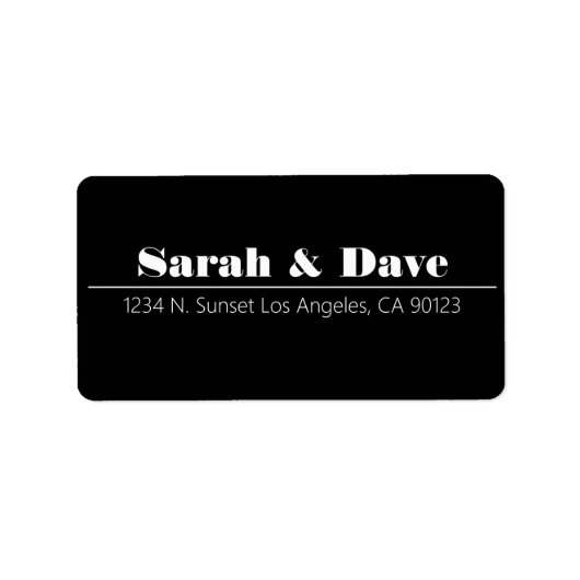 レトロモダンブラック&ホワ結婚イト差出人住所 ラベル (正面)