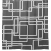 レトロモダンブランクド石板スクウェアオンストームグレー シャワーカーテン (正面)