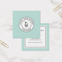 レトロモダンブルーのカップケーキ広場名刺