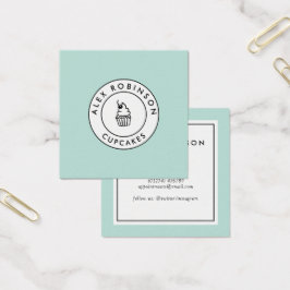 レトロモダンブルーのカップケーキ広場名刺