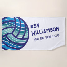 レトロモダンブルーウォーターポロスイムモノグラム