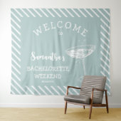 レトロモダンブルーバチェロレッテ背景 タペストリー (インサイチュ(横))