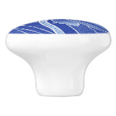 レトロモダンブルーフラワーズロータスマンダラ《植物》スイレン セラミックノブ (側面)