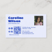 レトロモダンブループロフェッショナル写真QRコード 名刺 (裏面)