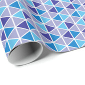 レトロモダンブルー三角形のジオメトリパターン ラッピングペーパー (ロールコーナー)