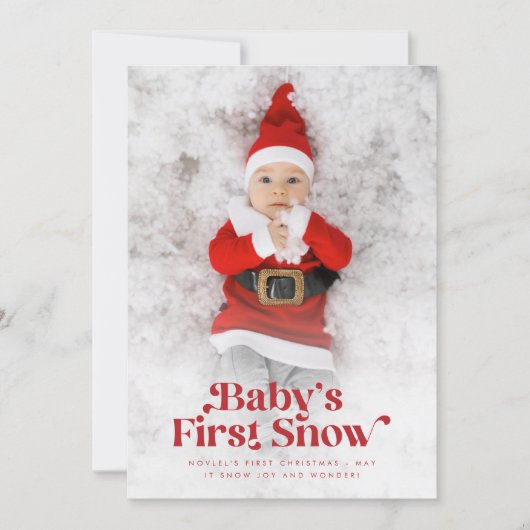 レトロモダンベビー初めてのクリスマス2枚の写真 シーズンカード (正面)