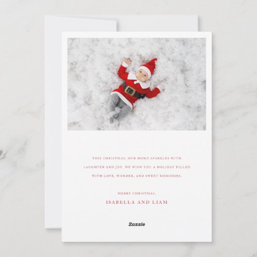 レトロモダンベビー初めてのクリスマス2枚の写真 シーズンカード (裏面)