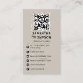 レトロモダンベージュパーソナルトレーナーフィットネス写真 名刺 (裏面)