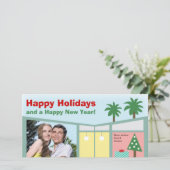 レトロモダンホームホリデーフォトカード シーズンカード (スタンド正面)