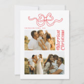 レトロモダンボウメリークリスマスフォトホリデーカー シーズンカード (正面)