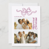 レトロモダンボウメリークリスマスフォトホリデー シーズンカード (正面)