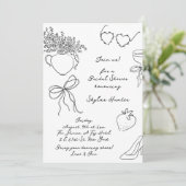 レトロモダンボホドードルRSVPブライダルシャワー 招待状 (スタンド正面)