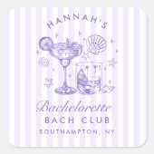 レトロモダンマルガリタスアンドマトリモンバストライプのハ スクエアシール (正面)