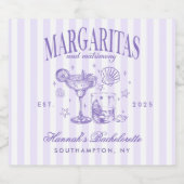 レトロモダンマルガリタスアンドマトリモンバストライプのハ スパークリングワインラベル (シングルラベル)