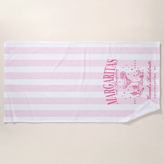 レトロモダンマルガリタスアンドマトリモンバストライプのハ ビーチタオル (正面)