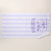 レトロモダンマルガリタスアンドマトリモンバストライプのハ ビーチタオル (正面)