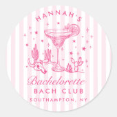 レトロモダンマルガリタスアンドマトリモンバストライプのハ ラウンドシール (正面)