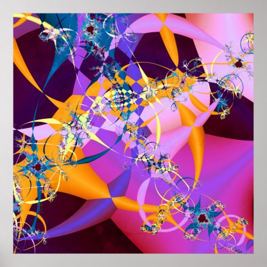 レトロモダンマンデルブロトプリントポスター ポスター (正面)