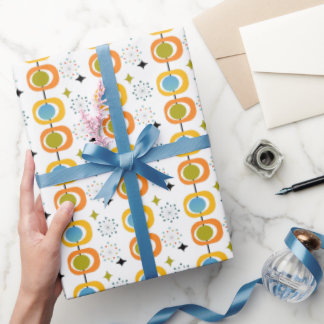 レトロモダンミッドセンチュリースターバストパターン ラッピングペーパー