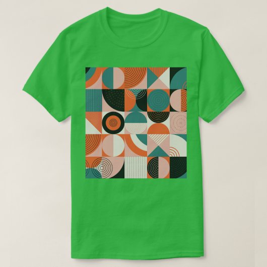 レトロモダンミッドセンチュリー幾何学模様 Tシャツ (デザイン正面)