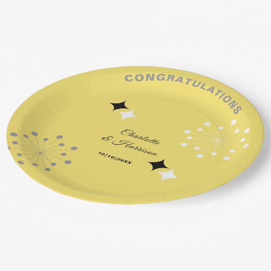 レトロモダンミッドセンチュリー結婚ズ ペーパープレート (アングル)