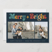 レトロモダンミニマリストのクリスマススリーフォト シーズンカード (正面)