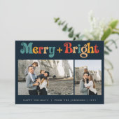 レトロモダンミニマリストのクリスマススリーフォト シーズンカード (スタンド正面)
