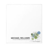 レトロモダンミニマリストツリーライフコーチブルー/グリーン ノートパッド (正面)