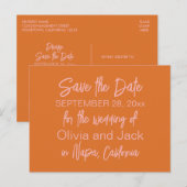 レトロモダンミニマリスト日付ピンクのオレンジを保存 ポストカード (正面/裏面)