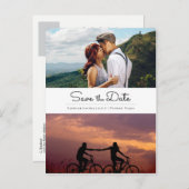 レトロモダンミニマル2枚の写真日付を保存 案内ポストカード (正面/裏面)