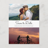 レトロモダンミニマル2枚の写真日付を保存 案内ポストカード (正面)