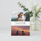 レトロモダンミニマル2枚の写真日付を保存 案内ポストカード (スタンド正面)