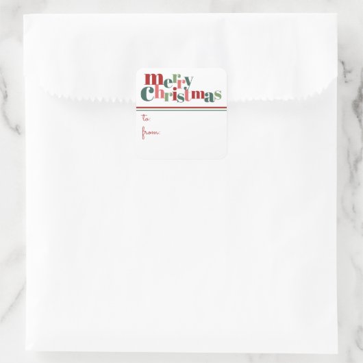 レトロモダンメリークリスマスギフトラベル スクエアシール (バッグ)