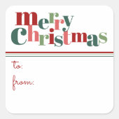 レトロモダンメリークリスマスギフトラベル スクエアシール (正面)