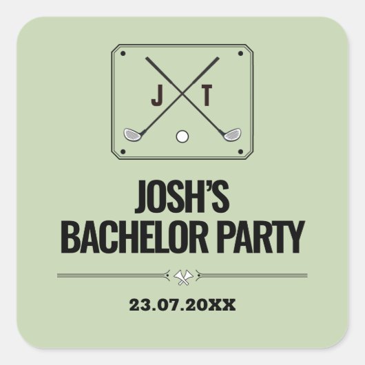 レトロモダンモノグラムゴルフ外出バチュラーパーティ スクエアシール (正面)