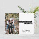 レトロモダンラベルメーカー日付写真おもしろいの保存 招待状 (スタンド正面)