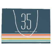 レトロモダンレインボーストライプ誕生日35th ラージペーパーバッグ (裏面)