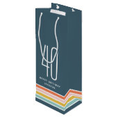 レトロモダンレインボーストライプ誕生日40th ワインギフトバッグ (裏面アングル)