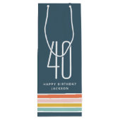 レトロモダンレインボーストライプ誕生日40th ワインギフトバッグ (裏面)