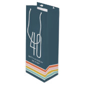 レトロモダンレインボーストライプ誕生日40th ワインギフトバッグ (正面アングル)